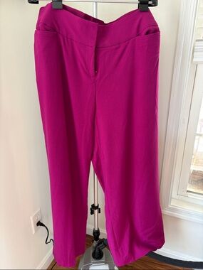 Lane Bryant Allie Pant Wide Leg, Button Waist, Red Sz 16R